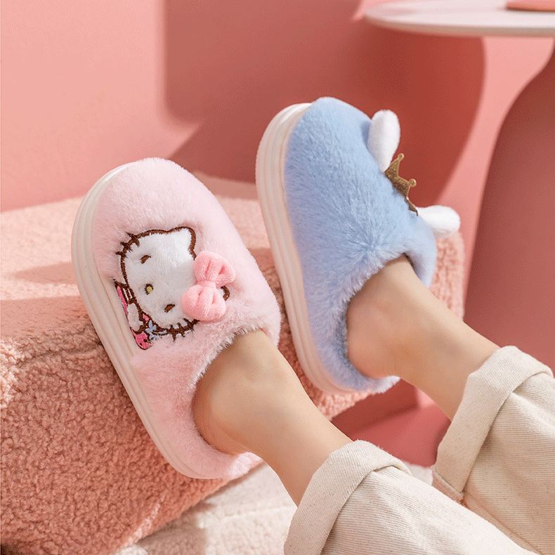 Sanrio Friends - Kuromi, Cinnamoroll, Hello Kitty and My Melody Winter Anti-slip Home Slippers