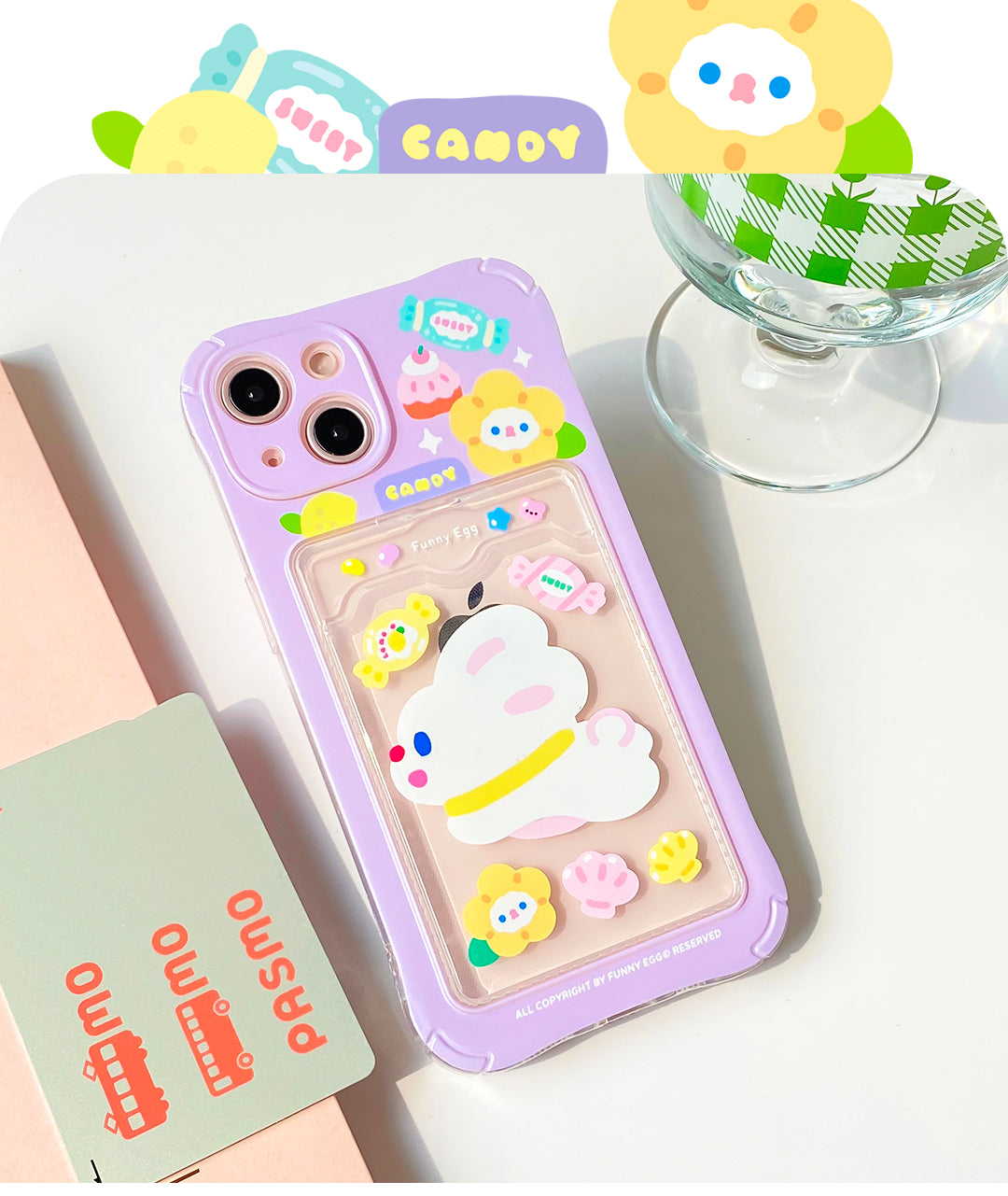 Funny Egg - Happy Rabbit iPhone Case with Card iPhone 11 Pro, iPhone 12 Pro Max, iPhone 13 Pro Max
