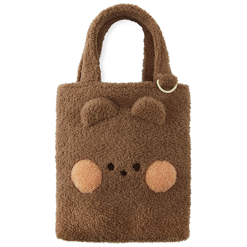 Official Line Friends - minini Plush Tote Bags | Moonguland Brown Plush Handbag